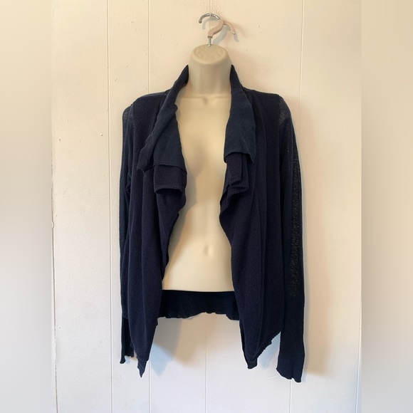 NWT Brochure Walker Navy Blue Layered open Linen Blend Cardigan size S - Picture 1 of 8